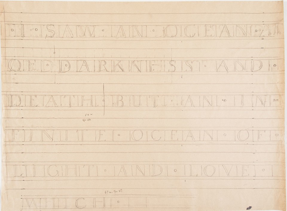 Illuminated text study for inscription &quot;I saw an ocean of ... Image 1