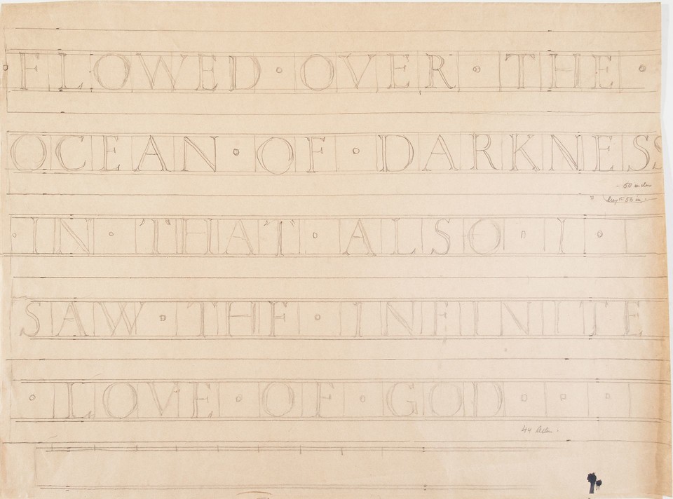 Illuminated text study for inscription, &quot;… flowed over the ... Image 1
