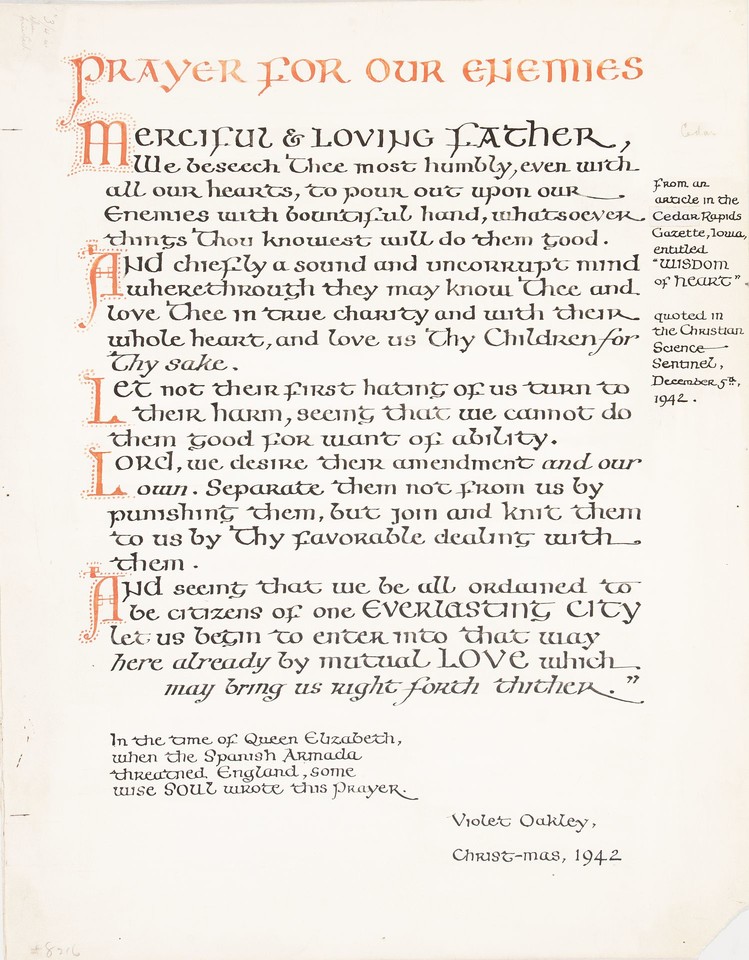 Illuminated text study for &quot;Prayer for our Enemies,&quot; ... Image 1