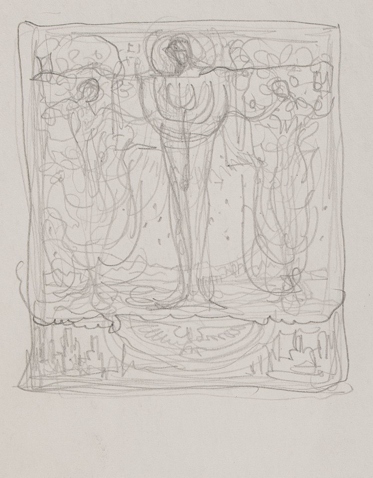 Illustration study of Christ flanked by angels with undeciph ... Image 1