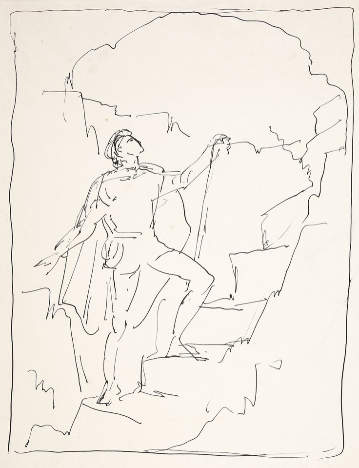 Illustration study of man in gothic dress posed in landscape ... Image 1