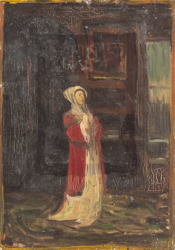 Illustration study of woman in gown and coat for unidentifie ... Image 1