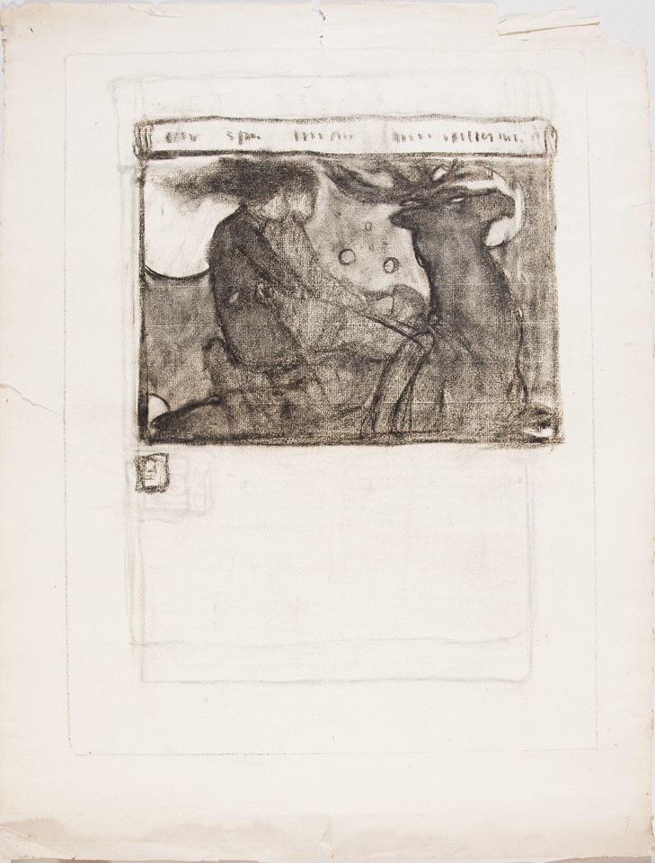 Illustration study of two figures on a reindeer for unidenti ... Image 1