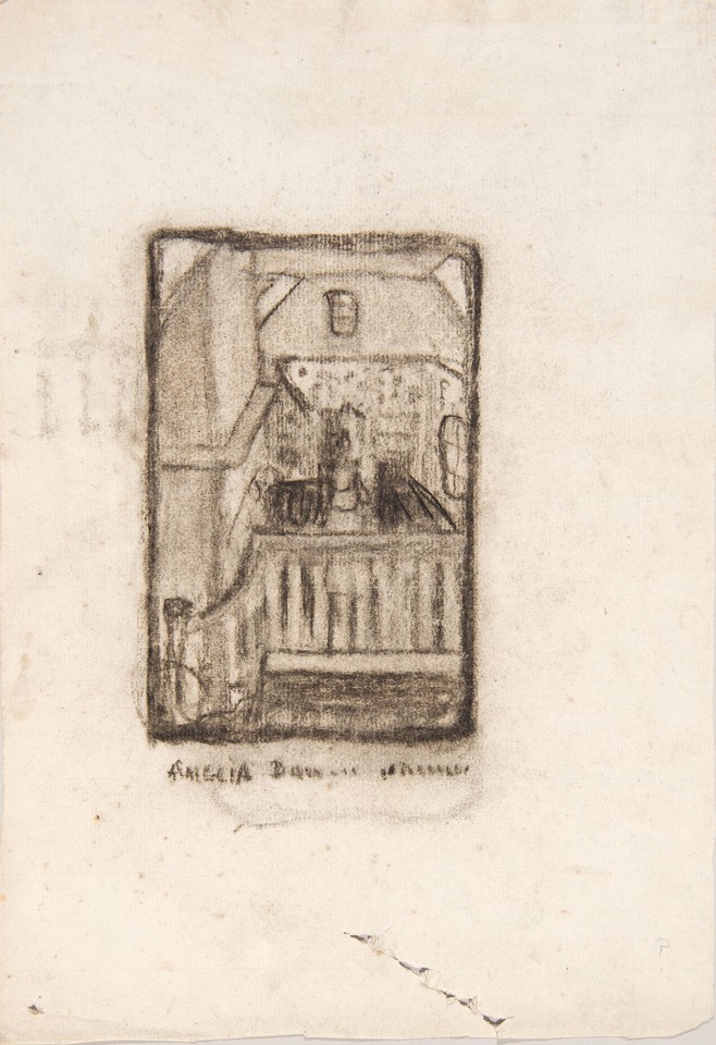 Illustration study of view from interior stairway for uniden ... Image 1