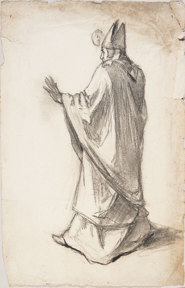 Illustration study of bishop wearing mitre and carrying croz ... Image 1