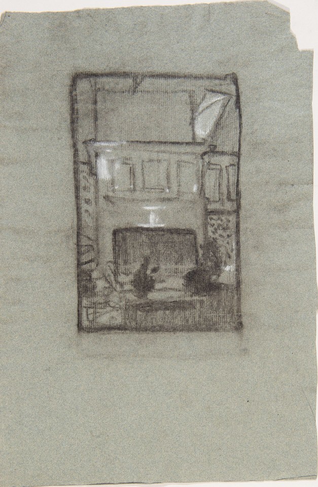 Illustration study of room interior with fireplace for unide ... Image 1