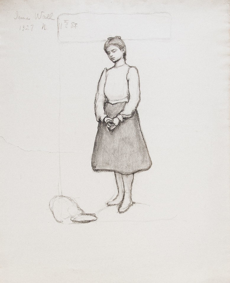Illustration study of Irene Wall, model, with cat by her foo ... Image 1