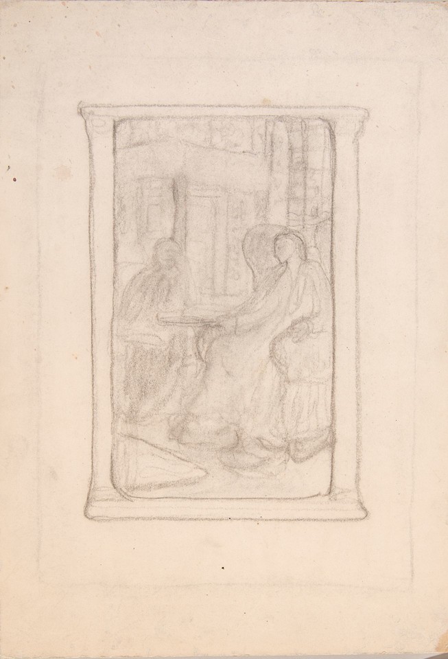 Illustration study of interior with two seated figures for a ... Image 1