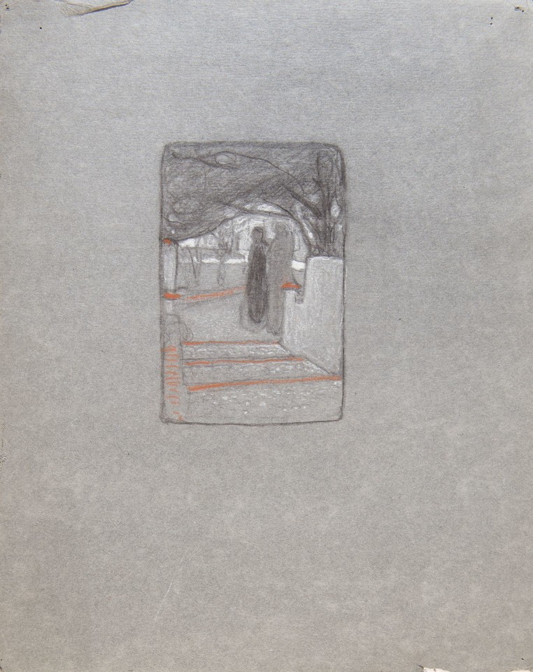 Illustration study of a woman in a cemetary for unidentified ... Image 1