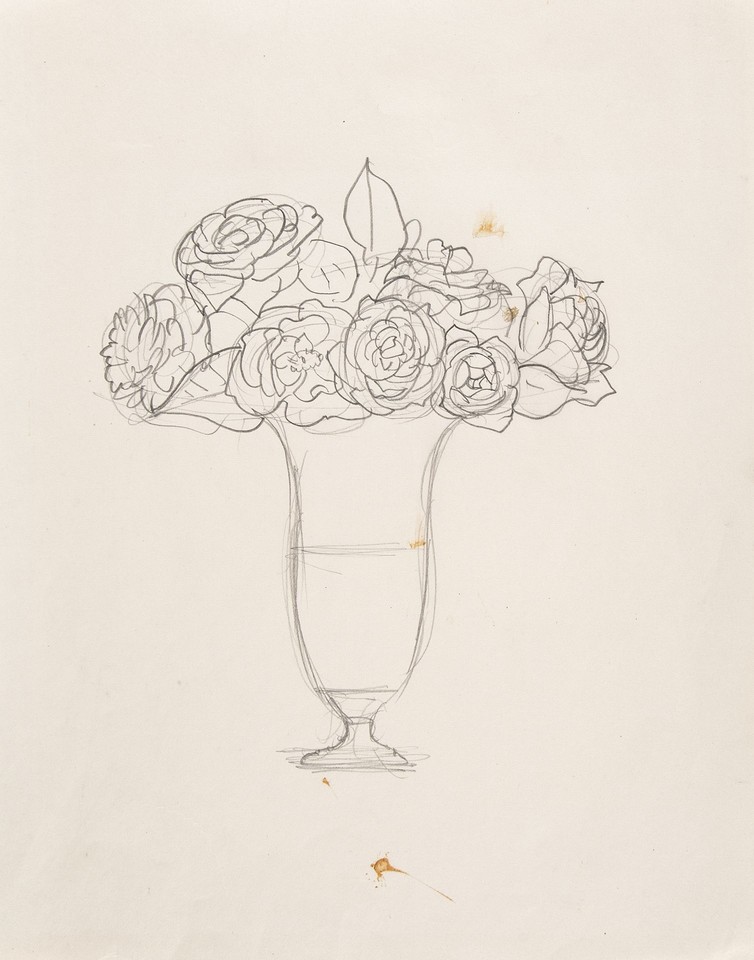 Illustration study of a rose-filled vase for a poem by Mary  ... Image 1