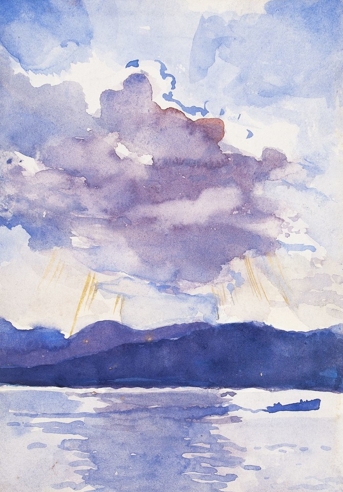 Study of cloud in front of sun over Lake George Image 1