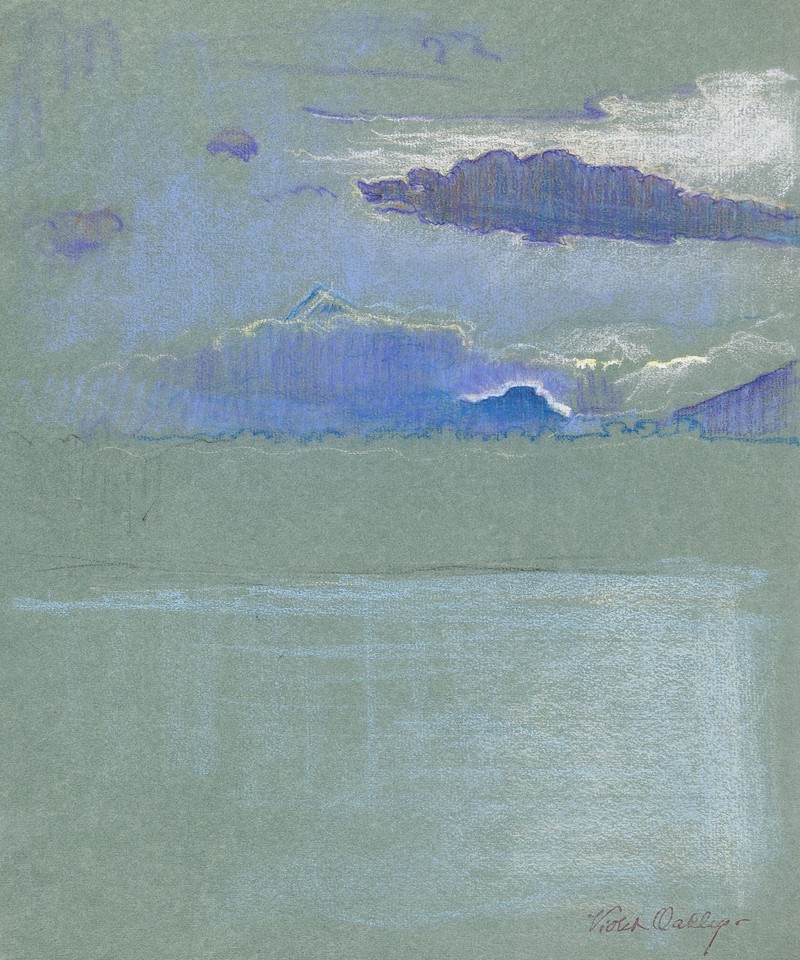 Study of mountain peak, clouds and lake Image 1