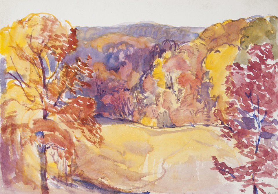 Study of yellow hillside in autumn Image 1