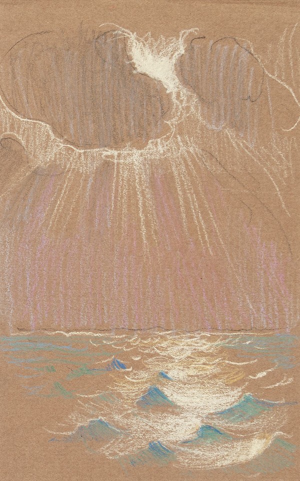 Study of sun behind clouds and sea Image 1