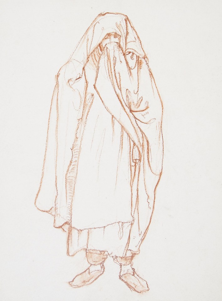 Study of woman in cloak seen from the front Image 1