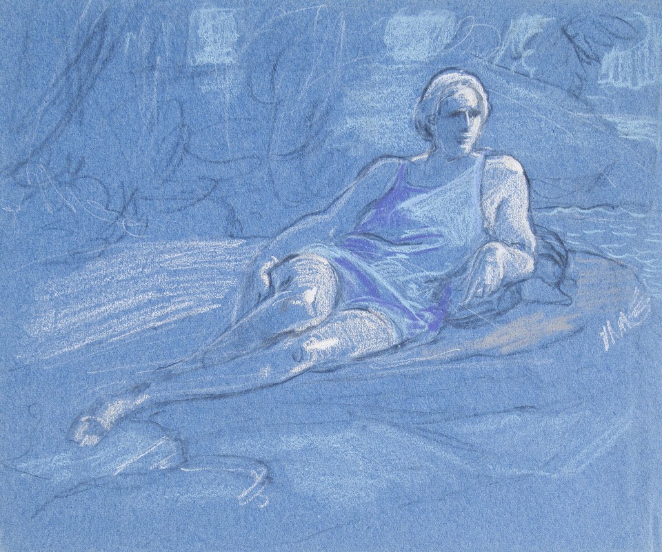 Study of woman dressed in bathing suit and reclining in a ... Image 1