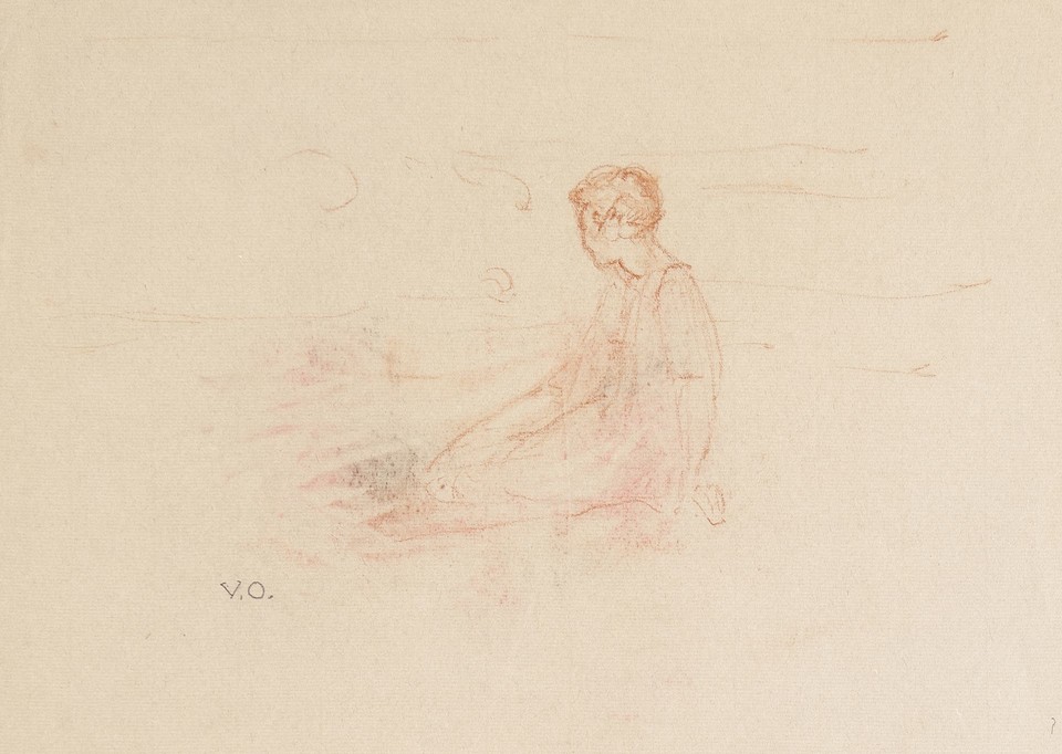 Study of seated figure sitting on a beach Image 1
