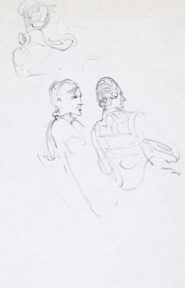 Half figure studies of seated man and woman seen from the ... Image 1