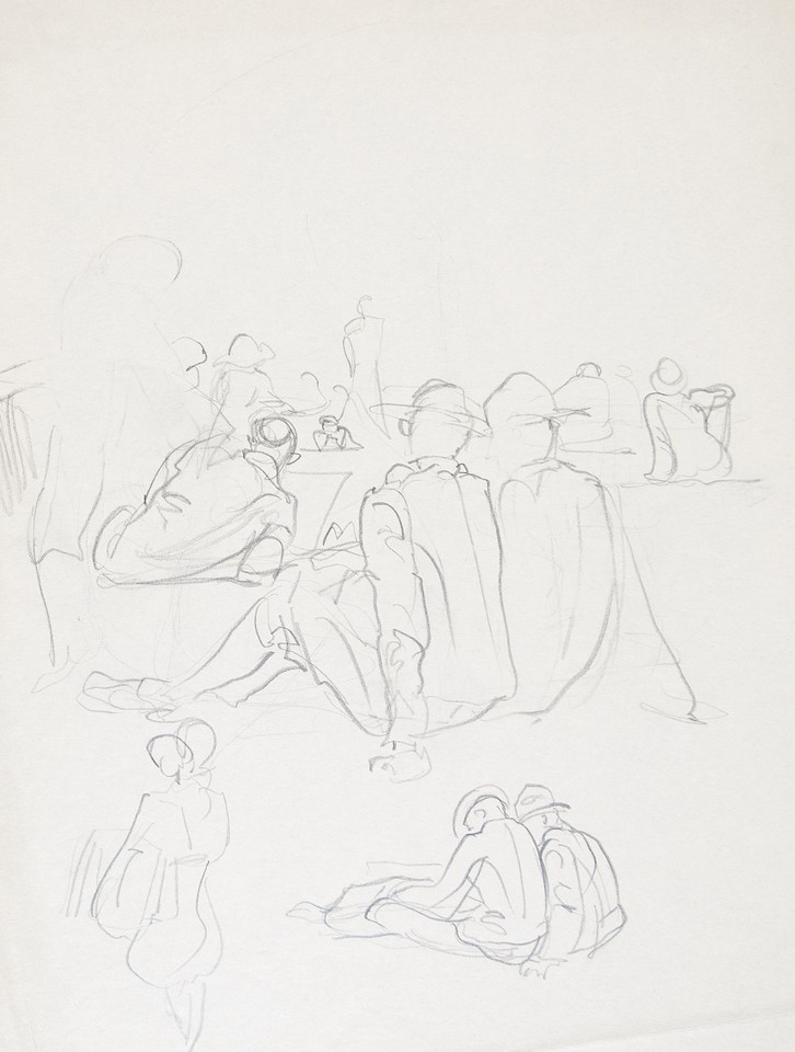 Study of men seated on lawn Image 1