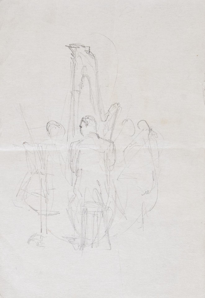 Study of musicians, including man playing harp Image 1