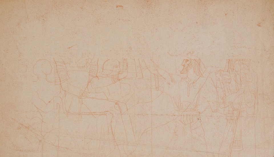 Study of Egyptian or Phoenician mural with figures Image 1