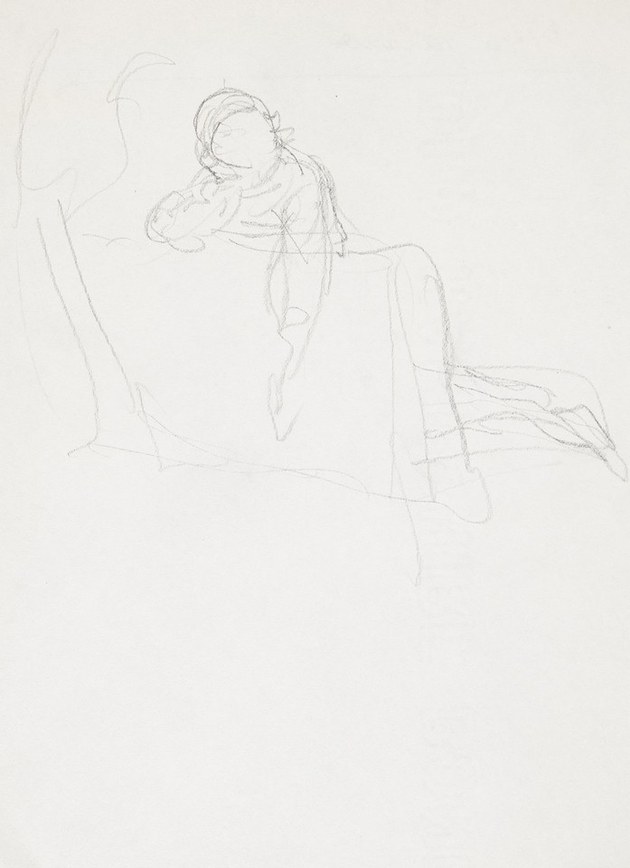 Study of figure lounging on chair Image 1