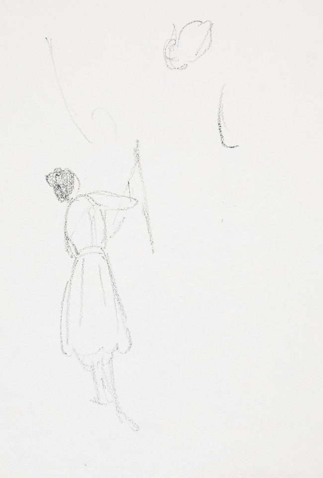Study of woman seen from the back holding shears Image 1