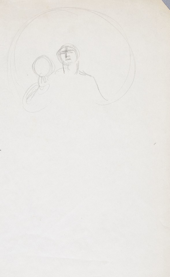 Sketch of figure holding orb with celestial background Image 1