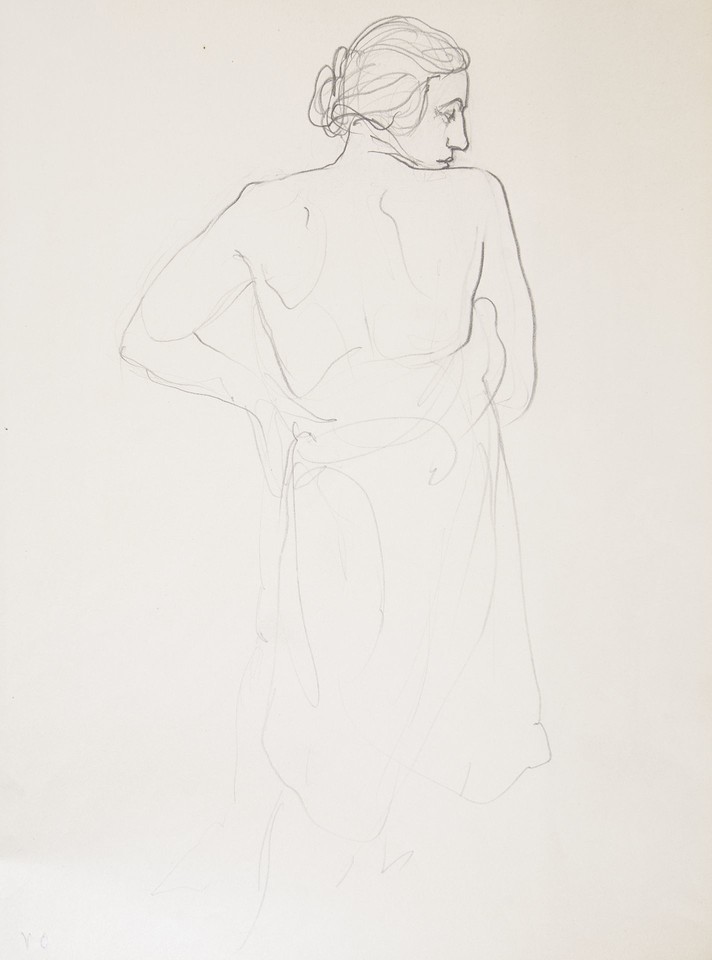 Three-quarter length study of woman with bare back Image 1