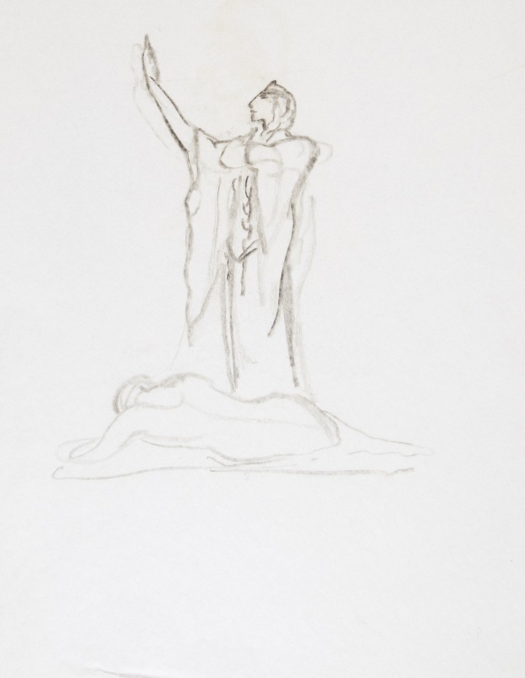 Study of woman in robe standing over fallen figure Image 1