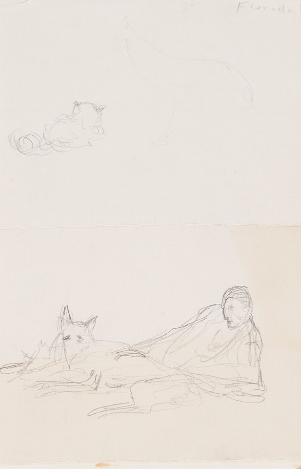 Studies of cat and reclining man with dog Image 1