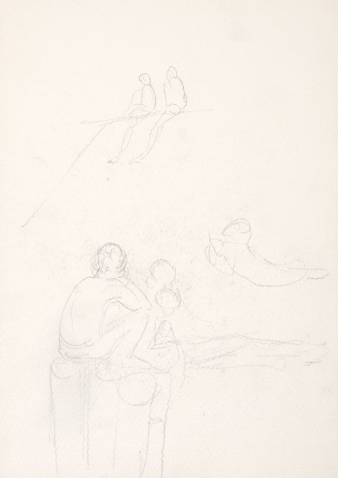Studies of figures sitting on dock Image 1