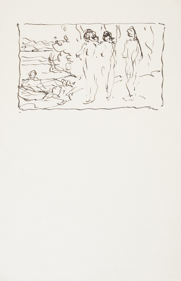 Study of three figures standing near lake  Image 1
