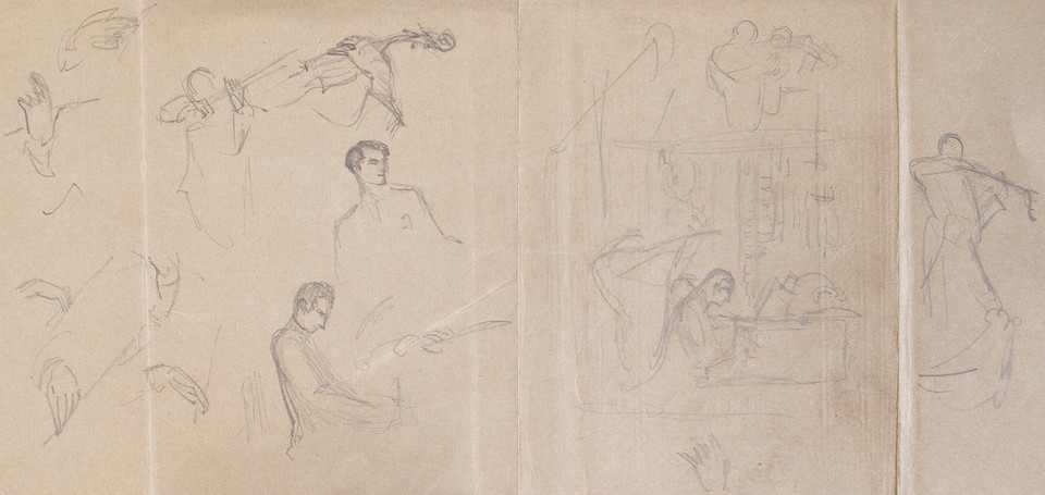 Studies of orchestra musicians and hands Image 1