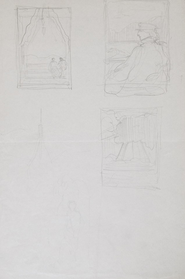 Studies of figures in landscapes; clouds and  Image 1
