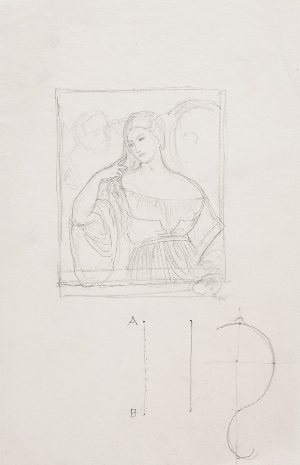 Study of a portrait of a woman and geometric figures Image 1