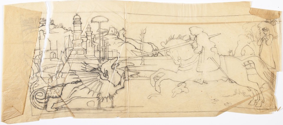 Tracing of study of &quot;St. George and the Dragon&quot; by Carpaccio Image 1