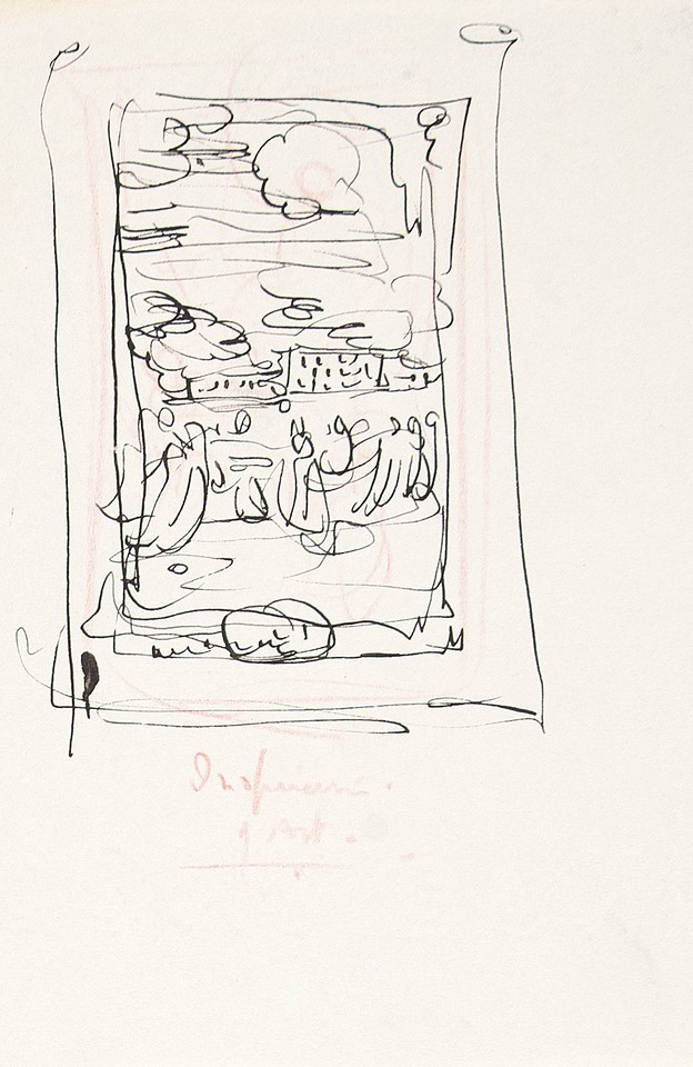 Sketch of painting with figures in a landscape Image 1