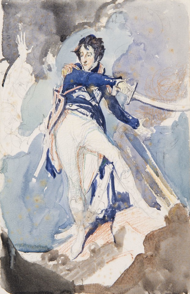 Study of man in uniform holding saber Image 1