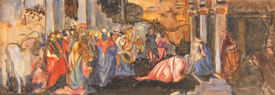 Study after &quot;Adoration of the Kings&quot; by Sandro Botticelli (N ... Image 1
