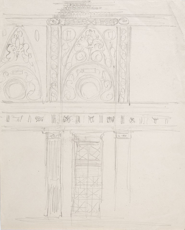 Study for two-story elevation of church interior Image 1