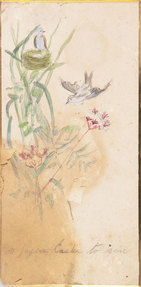 Easter card of birds and flowers Image 1