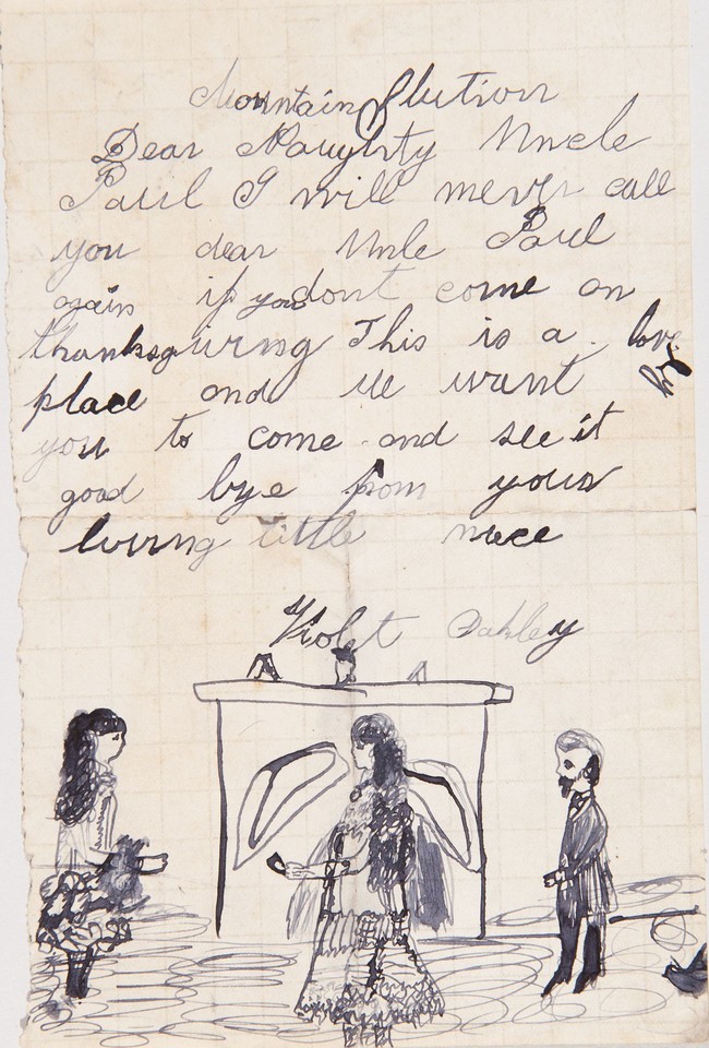 Thanksgiving invitation of two women and a man standing in f ... Image 1