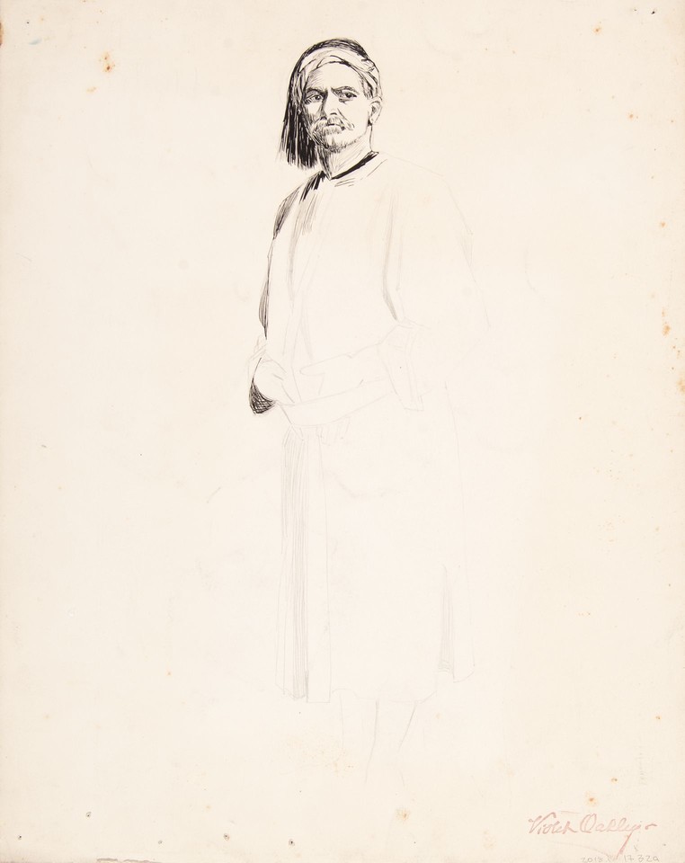 Full-length portrait study of man in Middle Eastern dress Image 1