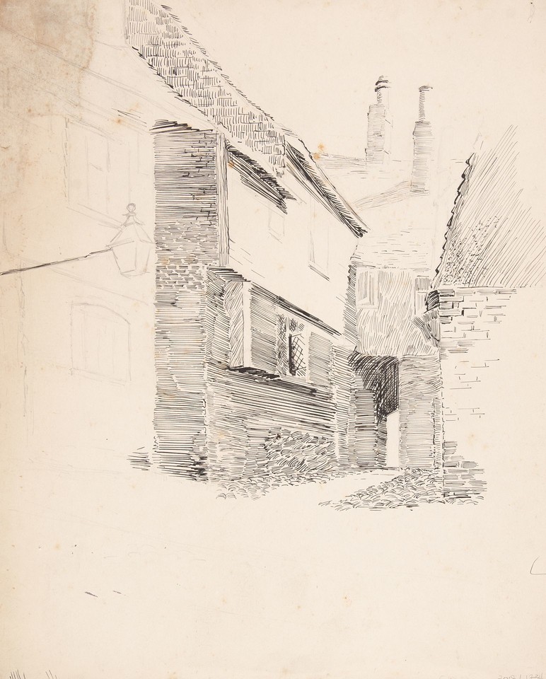 Study of house exterior and courtyard Image 1