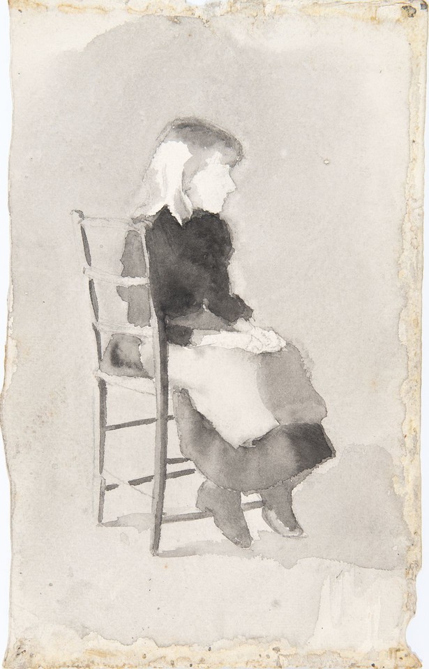 Study of Girl on Ladderback Chair, France Image 1