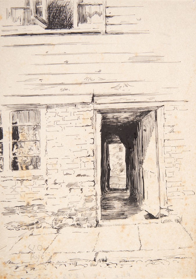 Exterior Doorway of Brick and Clapboard Cottage, Rye  Image 1