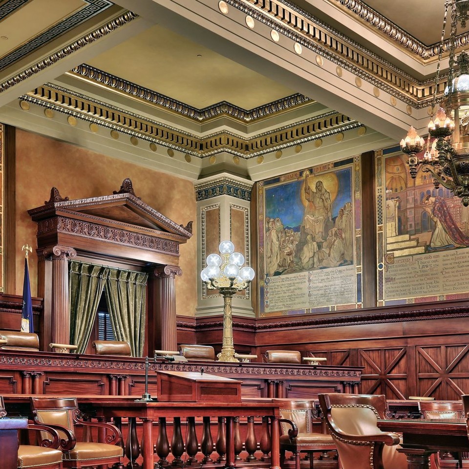 Supreme Court Chamber, Pennsylvania State Capitol, &quot;The Opening of the Book  of the Law&quot; - Woodmere Art Museum