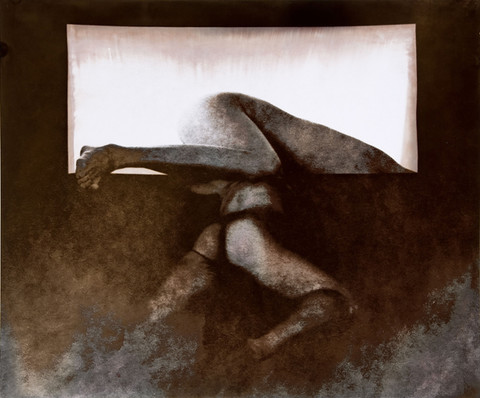 Robert Asman: Two Figures Crawling (1995) Silver print
