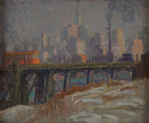 Bernard Badura: Philadelphia Skyline (c. 1926) Oil on panel